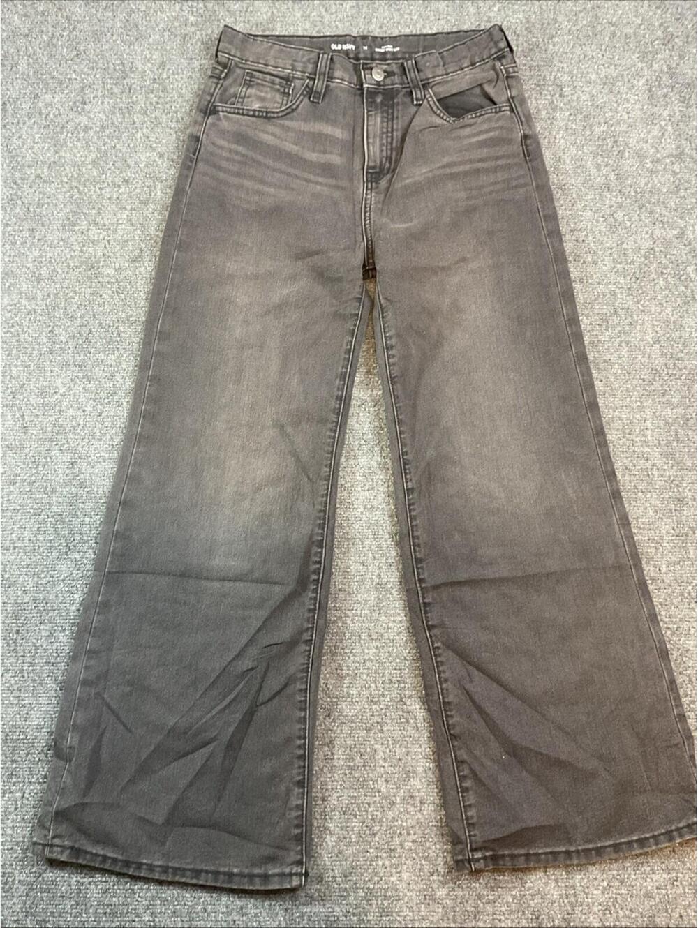 Old Navy High Rise, Baggy Wide Leg Jeans, Light Black, Girls Size 12